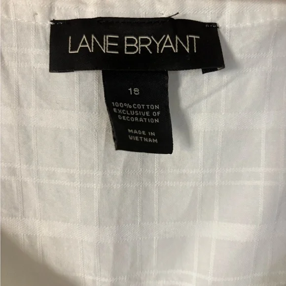 Lane Bryant White Button-Front 100% Cotton Tunic with embroidery 18 - Picture 5 of 6